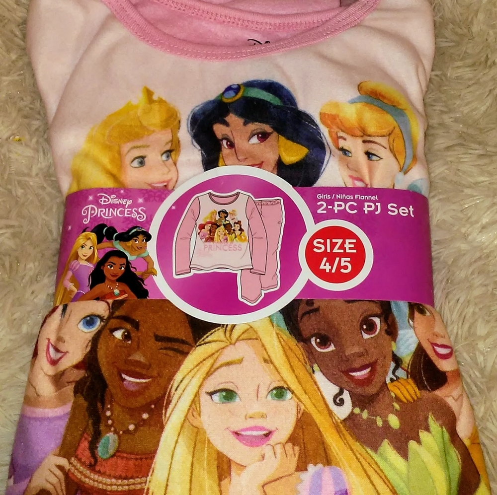 Girl's 2pc Disney's Princess Pink Printed Long Sleeve Top and Matching Pants
